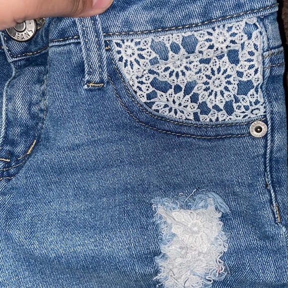 Justice- size 10- very gently used- blue jeans with cute design - Picture 3 of 4